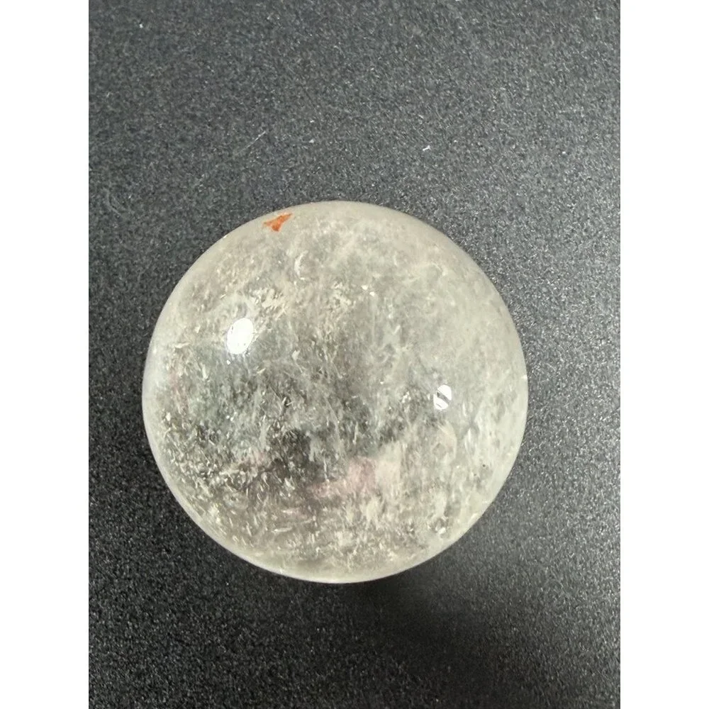 Natural Clear Quartz Sphere with Ring/Stand 38.8mm 2.9oz Healing Crystal Stone